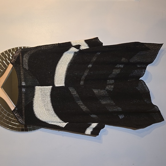 Alembika Oversize Sheer Mesh Open Knit Sweater Ivory Black Lagenlook Drapey NWOT - Picture 5 of 11